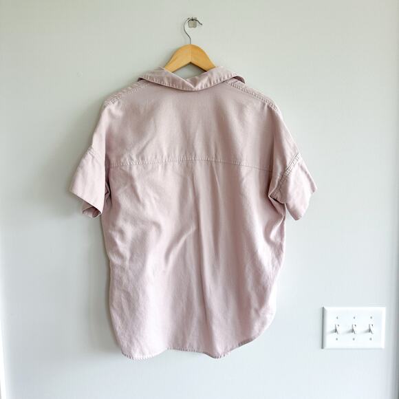 Madewell Breezewoven Beachside Shirttail Short Sleeve Button Up Shirt Blush XS - Picture 2 of 7